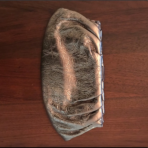 Crushed Gold Leather BCBG MaxAzria Clutch - Picture 1 of 4